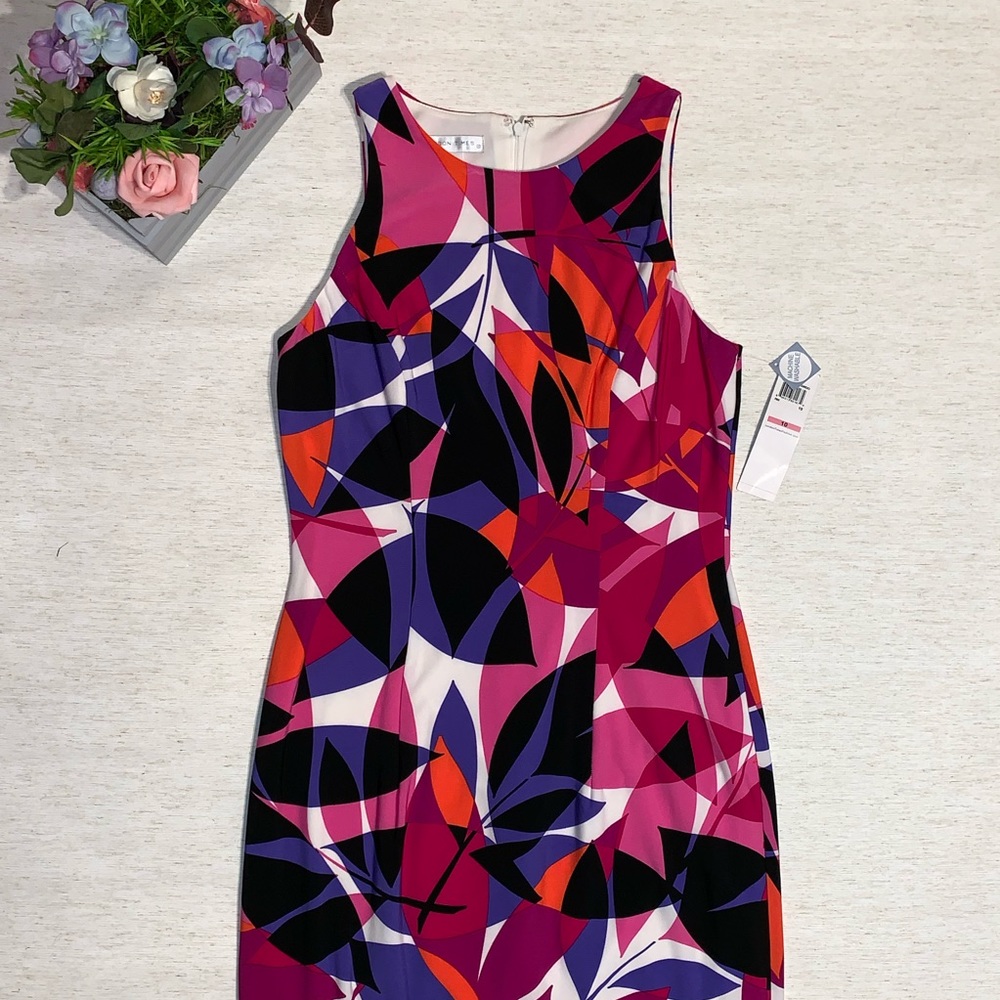 London Times Geo Print Sleeveless Dress - Picture 1 of 6